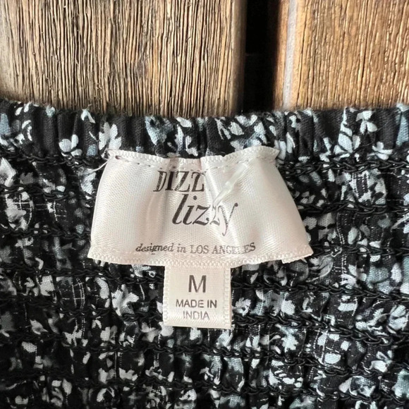 Dizzy Lizzy of Los Angeles Smocked Black & White 100% Cotton Dress Size Medium - Picture 5 of 8